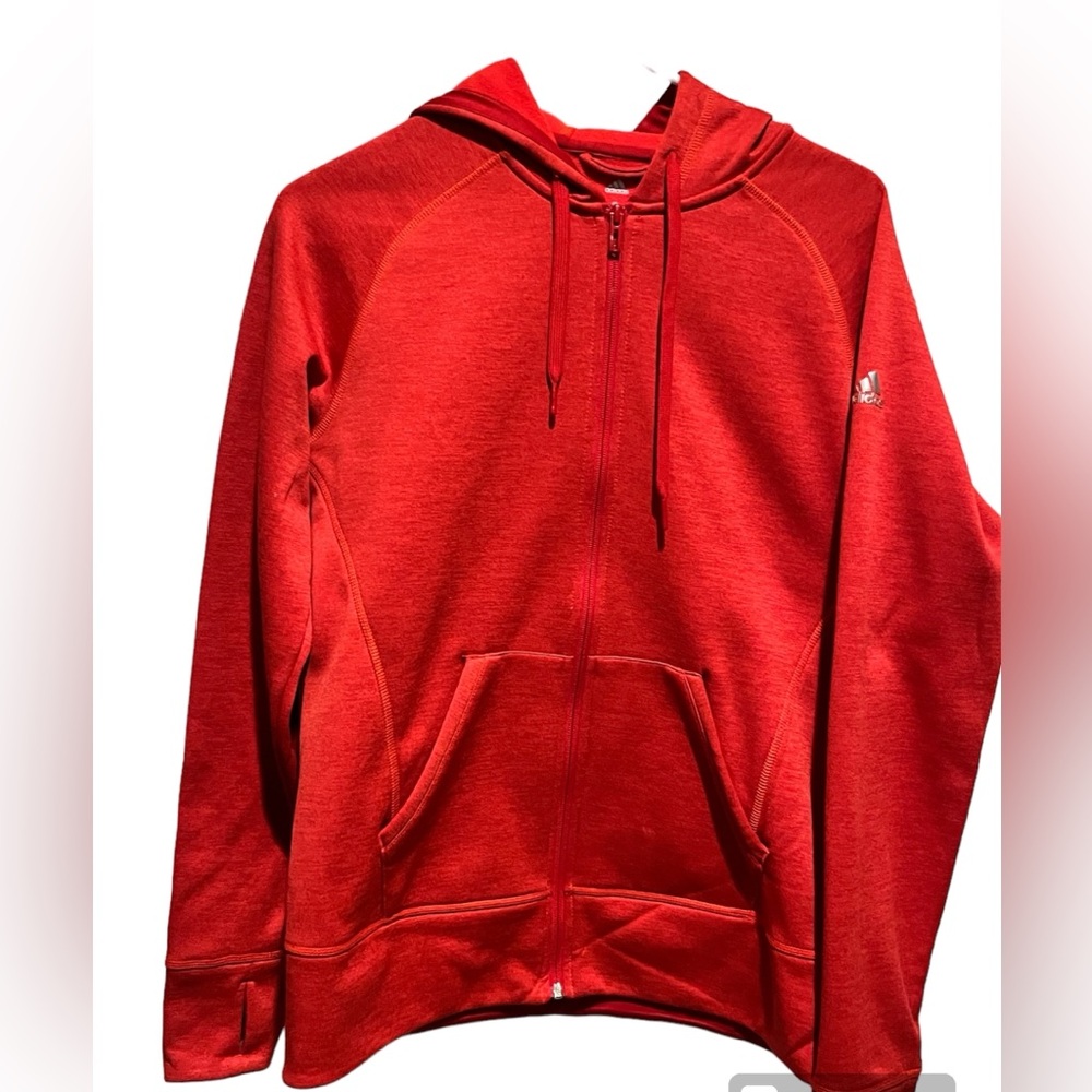 Red Adidas zip up hoodie adult small